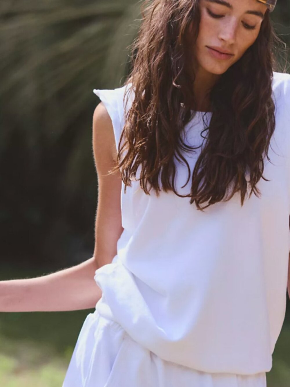 Free People Flutter Sleeve Tank Sweatshirt White Size XS